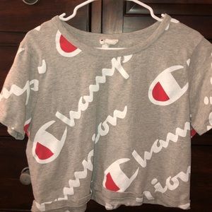 champion grey cropped tee